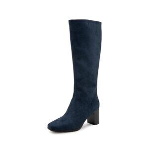 Aerosoles Micah Tall Boots Navy Faux Suede Block Heel - Size 6.5